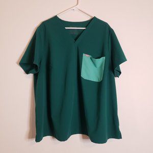 Figs Figs10 Hunter Green Pop-Color Chest Pocket Catarina One-Pocket Scrub Top 4X